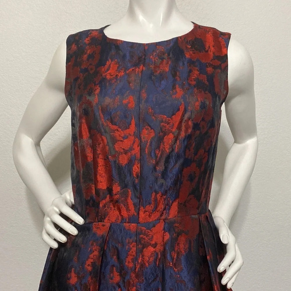 Taylor Blue Red Romantic Goth Floral Jacquard Whimsigoth Fit & Flare Dress Sz. 6 - Picture 3 of 8